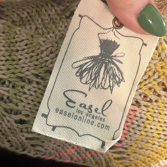 Easel Open Knit Sweater NWT Cropped Earth Tones Size Small Oversized - Picture 8 of 10